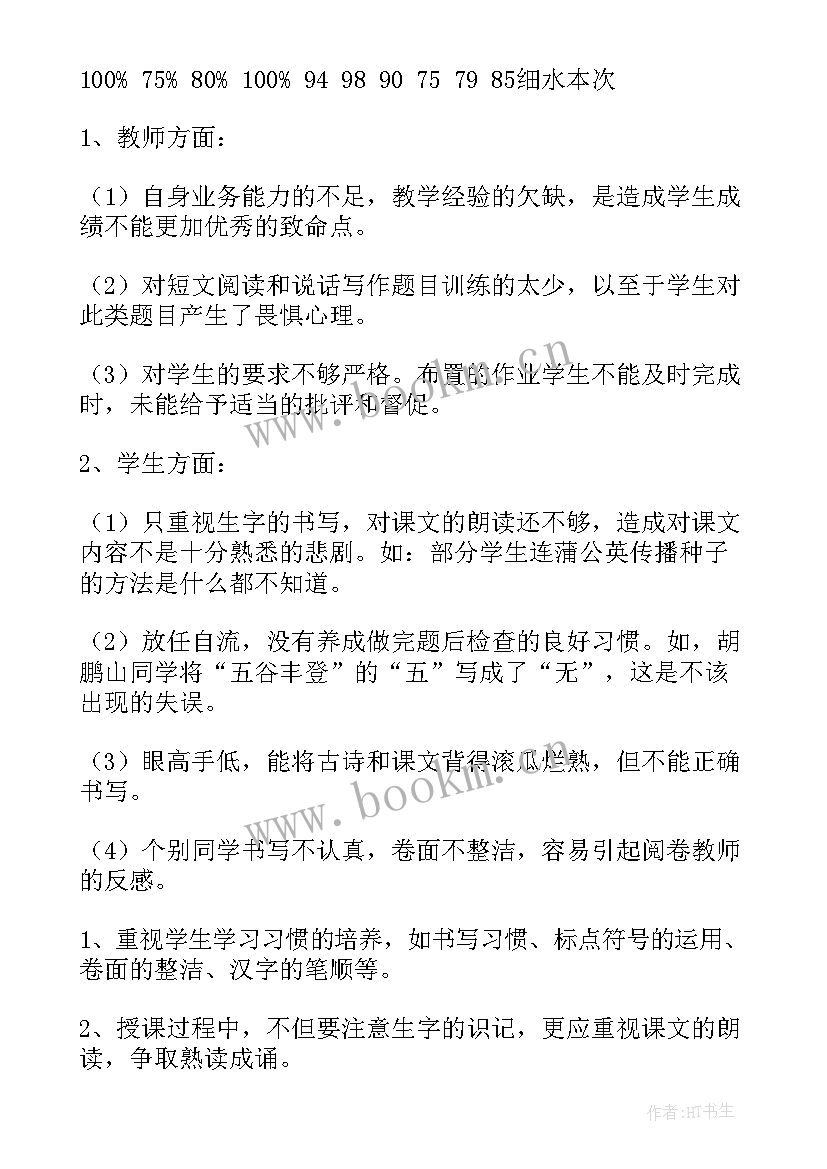 2023年小学语文二年级教学计划部编版 二年级语文期试质量分析报告(汇总5篇)