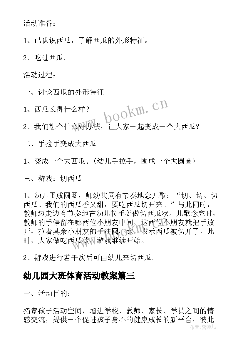 2023年幼儿园大班体育活动教案(精选5篇)