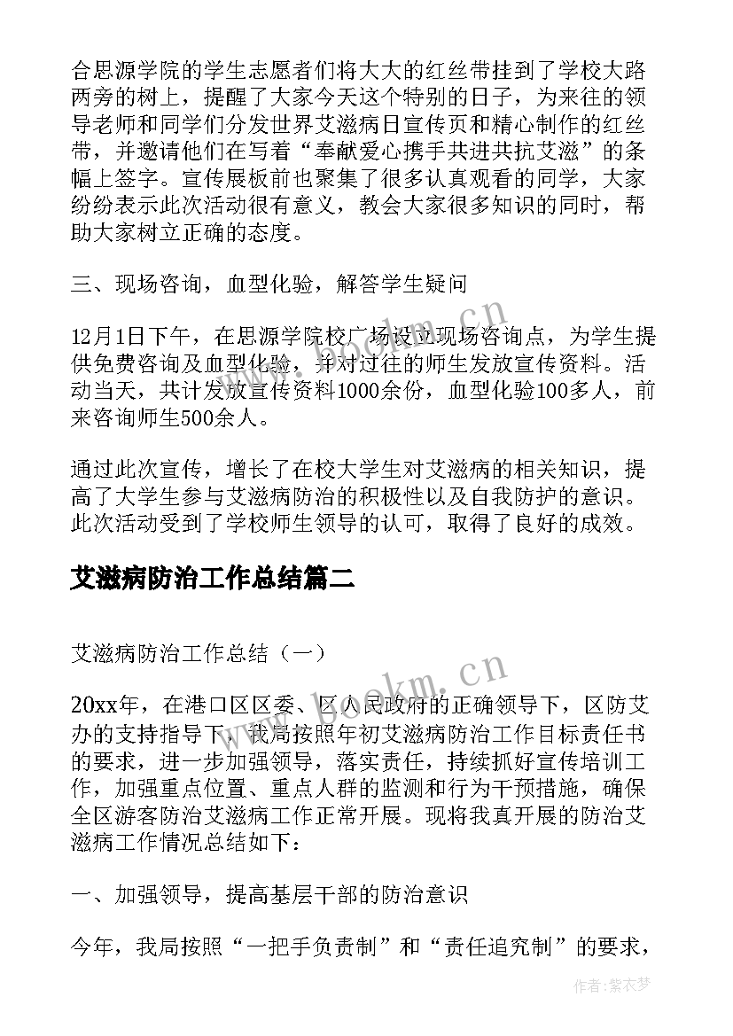 最新艾滋病防治工作总结(优秀5篇)