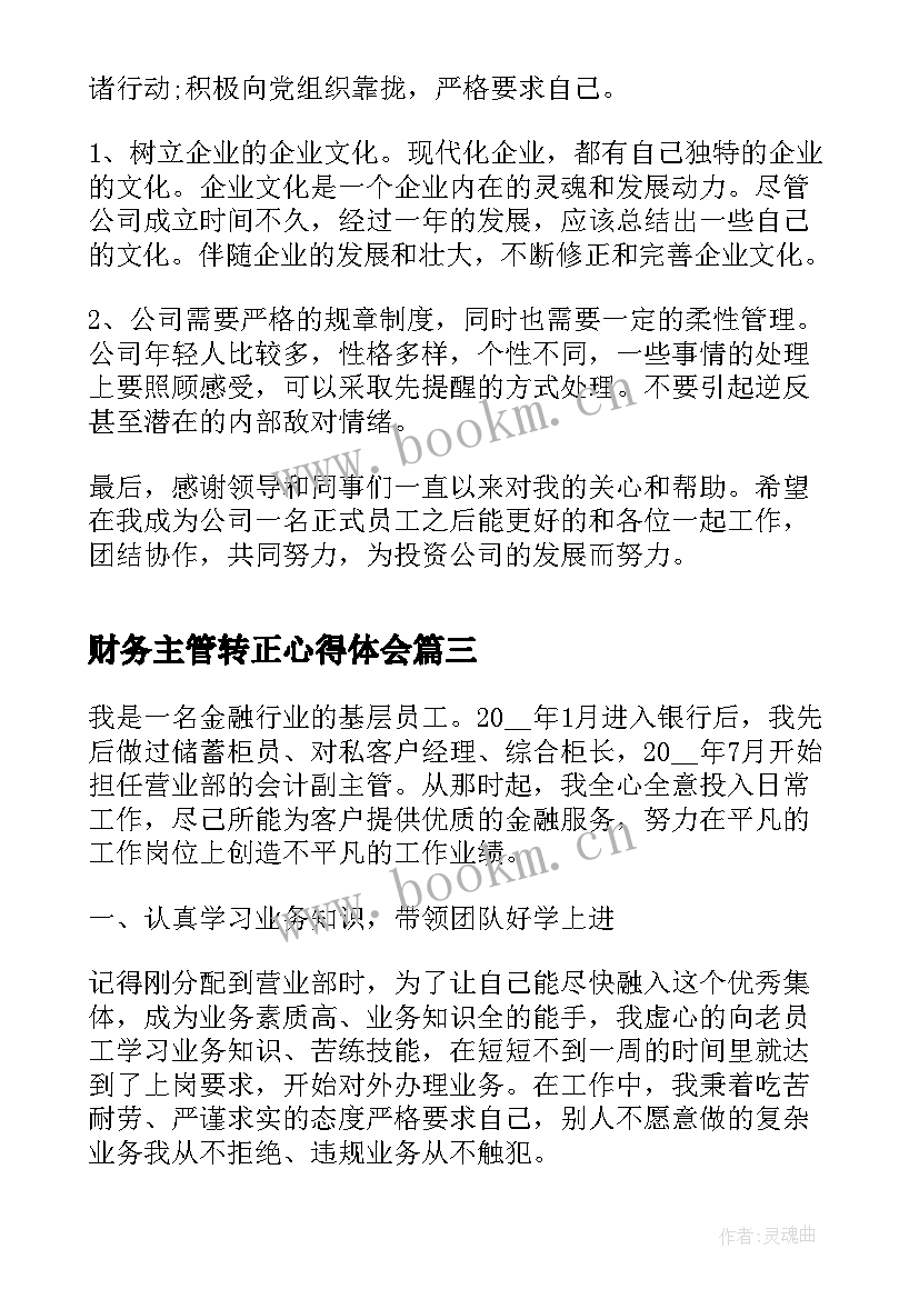 最新财务主管转正心得体会 财务主管转正个人工作总结(优秀5篇)