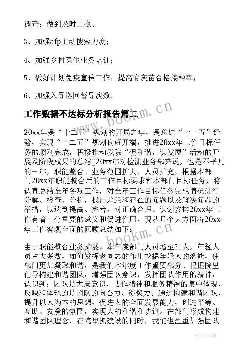 2023年工作数据不达标分析报告 数据监测工作总结(精选5篇)