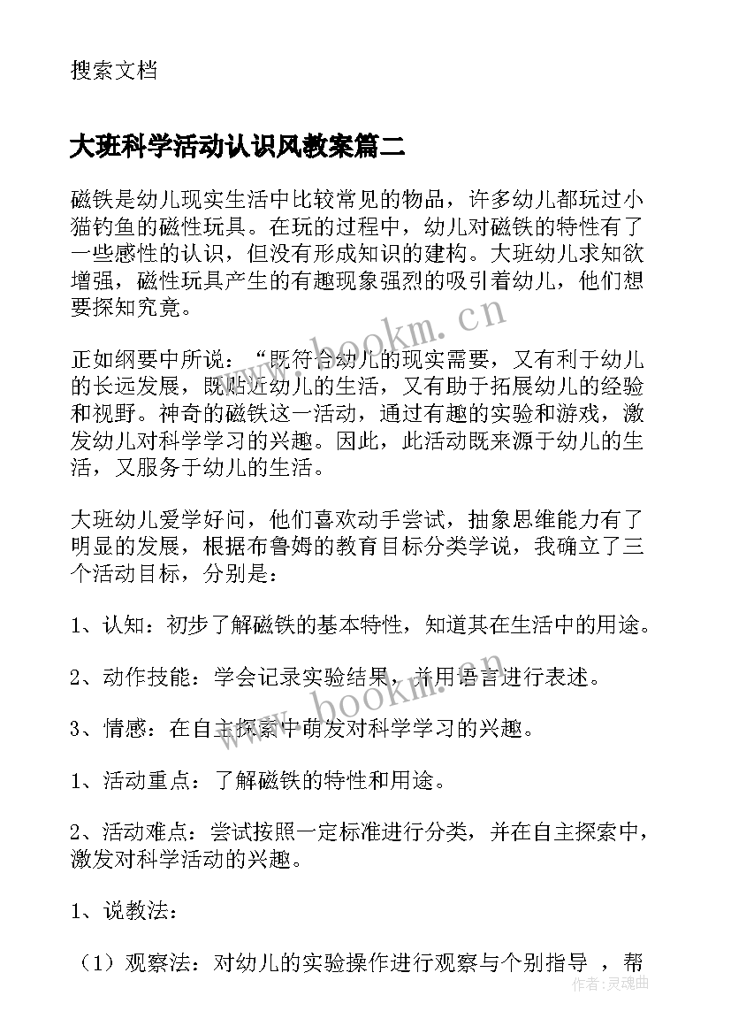 2023年大班科学活动认识风教案(汇总5篇)