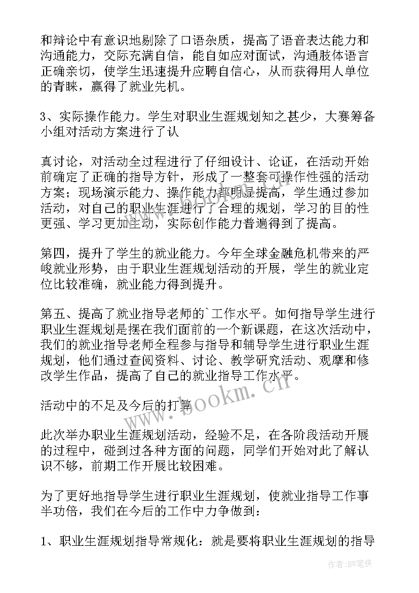 大学生职业生涯规划书课程总结 大学生职业生涯规划大赛活动总结(实用5篇)