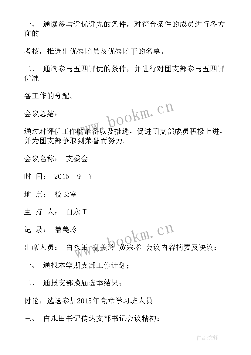 支部委会会议记录(优质5篇)