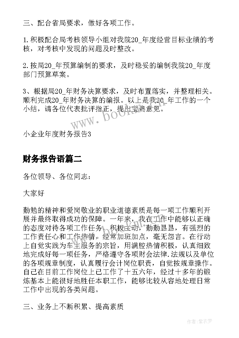 最新财务报告语 小企业年度财务报告(实用5篇)