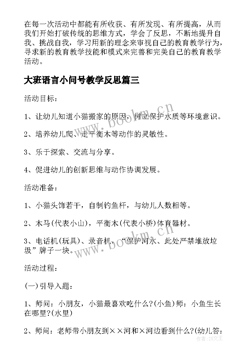 2023年大班语言小问号教学反思(大全5篇)