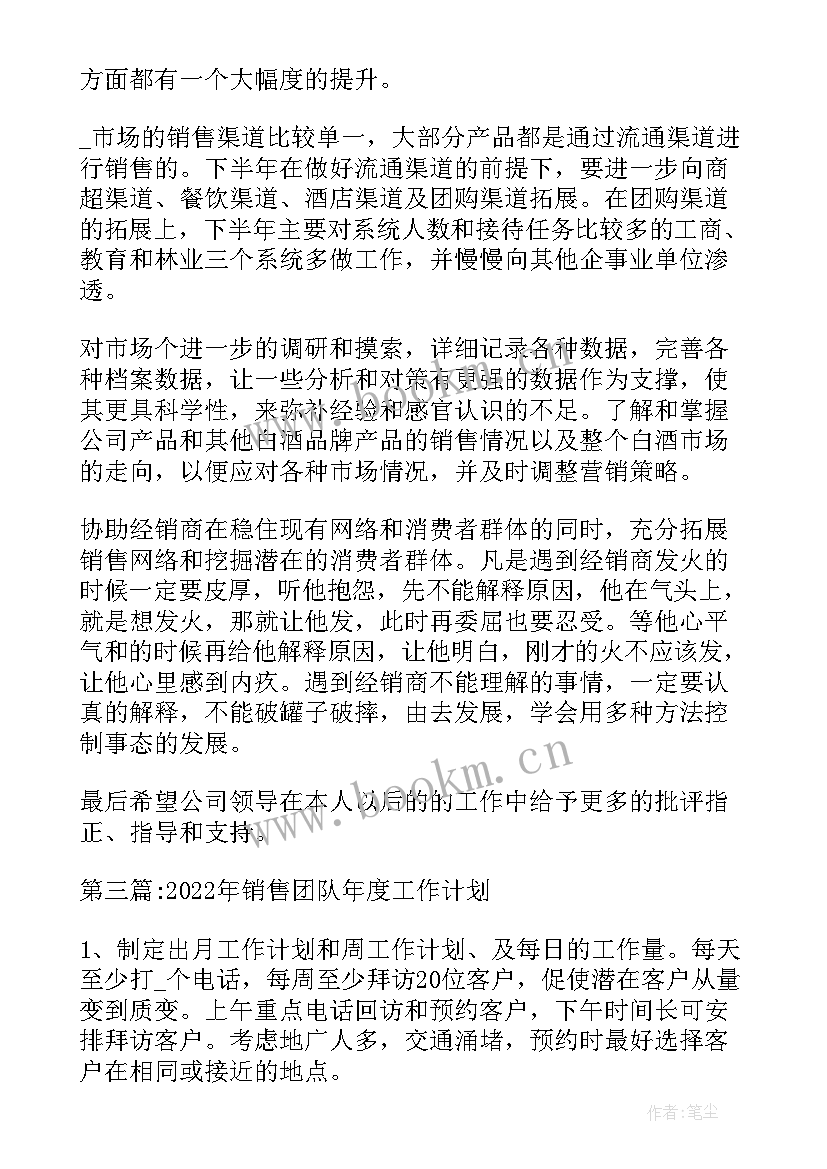 2023年销售团队工作计划(通用5篇)