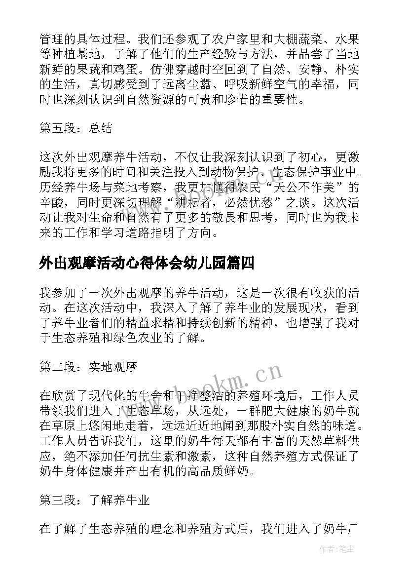 2023年外出观摩活动心得体会幼儿园(模板5篇)