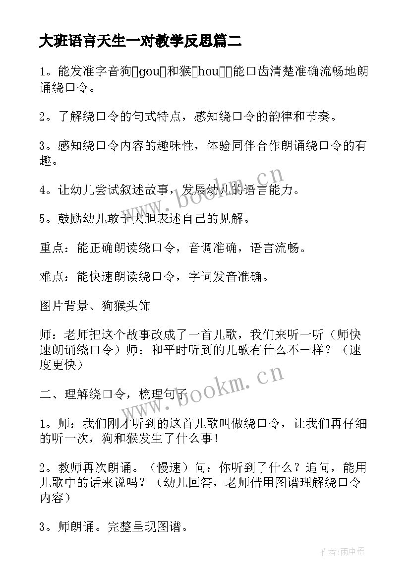 最新大班语言天生一对教学反思(精选7篇)