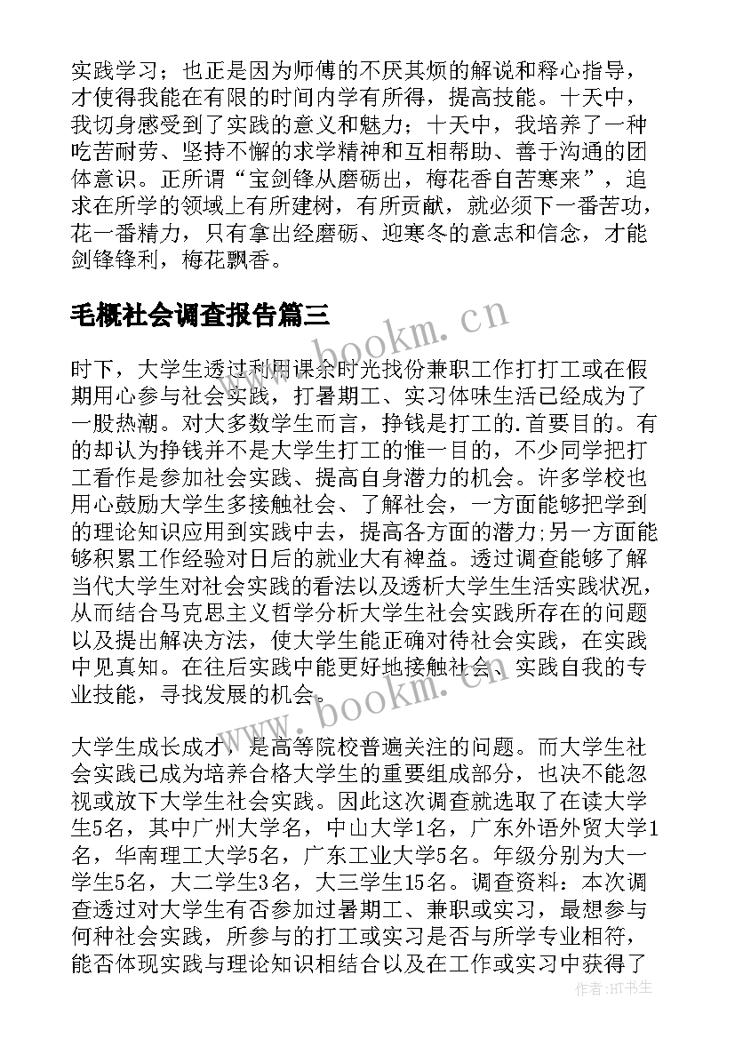 毛概社会调查报告 社会调查报告撰写心得体会(精选10篇)