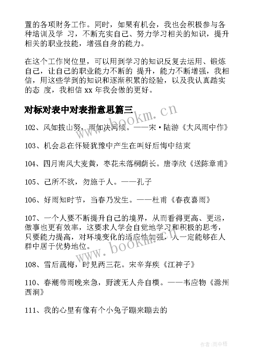 对标对表中对表指意思 半年工作总结精辟诗句(通用5篇)