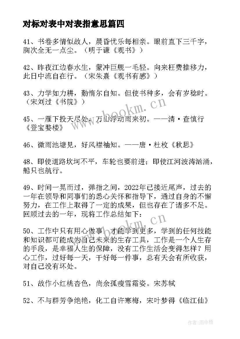 对标对表中对表指意思 半年工作总结精辟诗句(通用5篇)