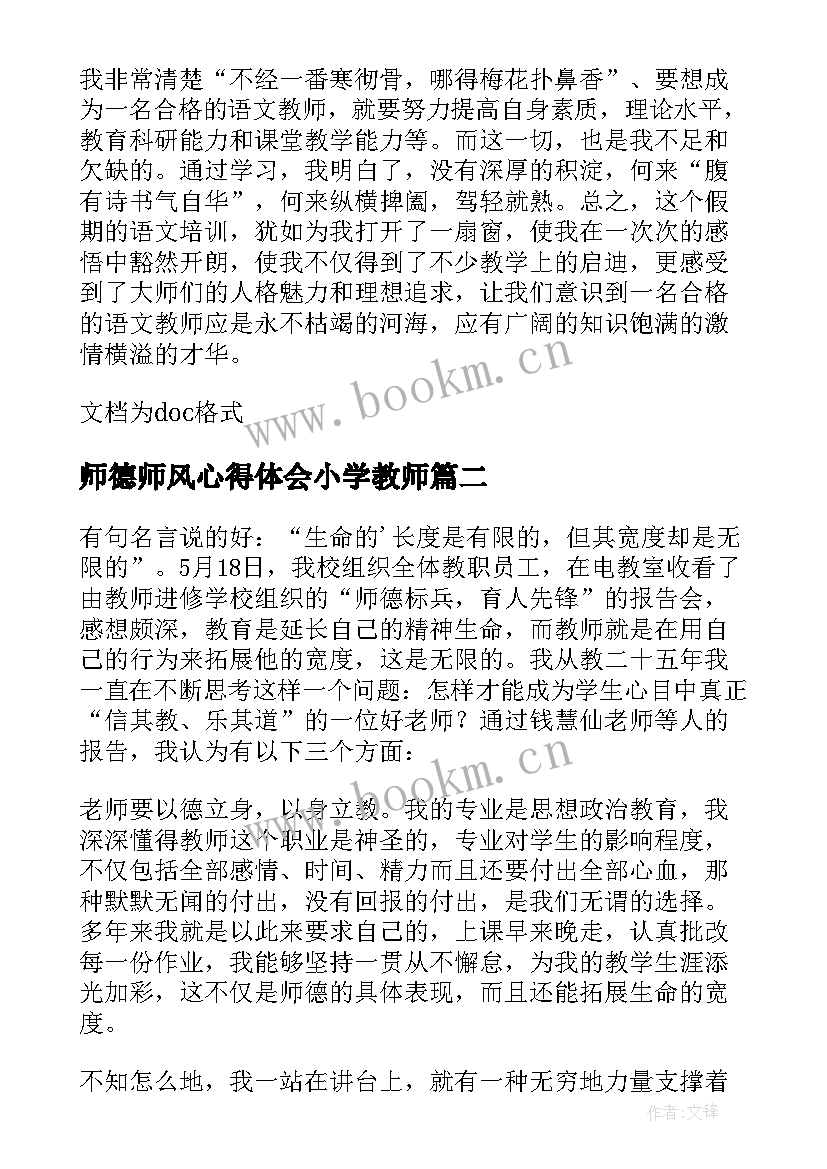 2023年师德师风心得体会小学教师(优质7篇)