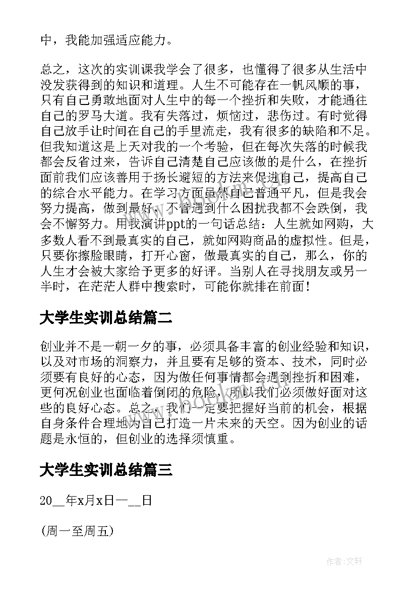 2023年大学生实训总结 大学生实训总结报告(优质5篇)