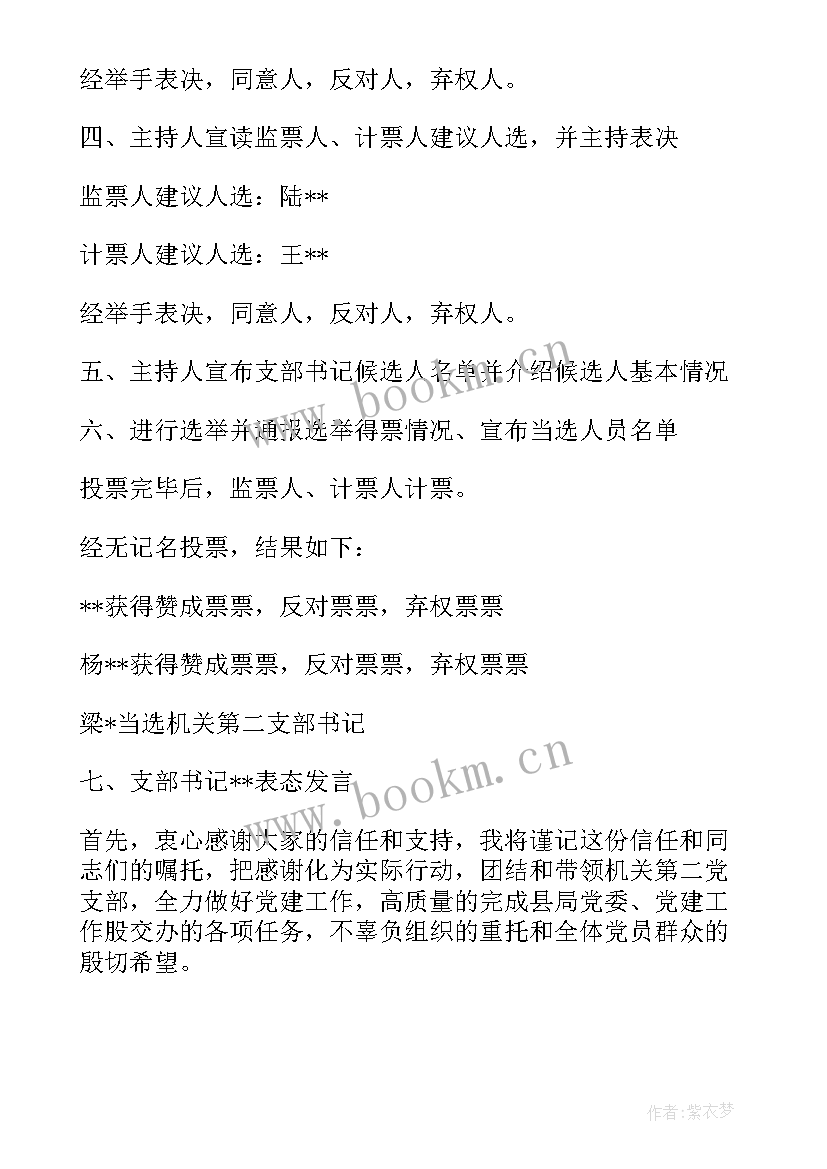 2023年支部换届会议记录全套(精选5篇)