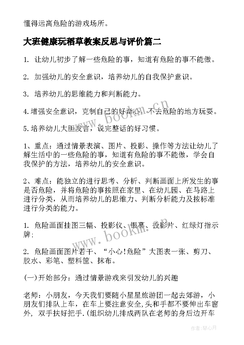 最新大班健康玩稻草教案反思与评价(实用7篇)