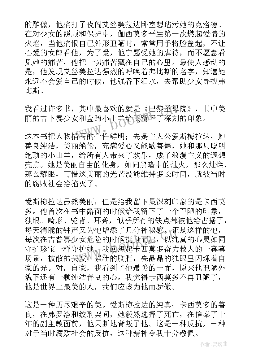 2023年巴黎圣母院感悟与体会 雨果巴黎圣母院学生读书感悟(优秀5篇)