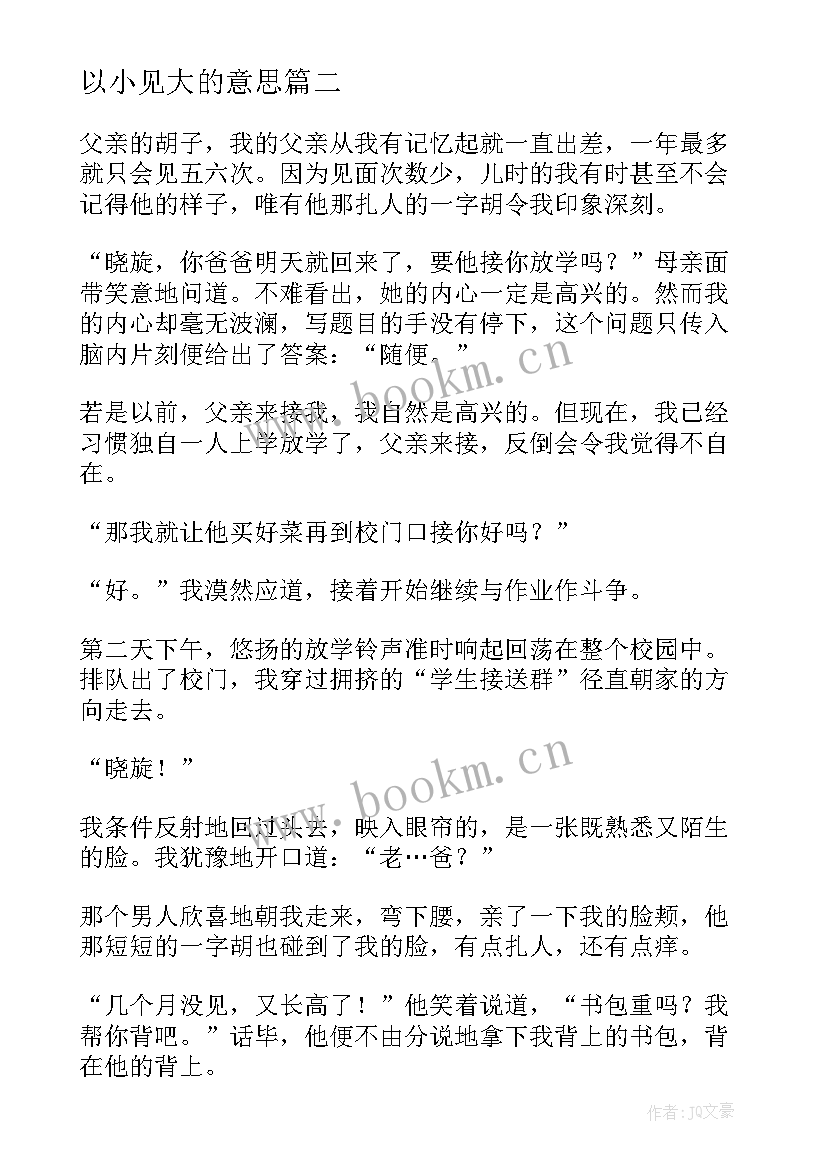 以小见大的意思 心得体会以小见大(汇总6篇)