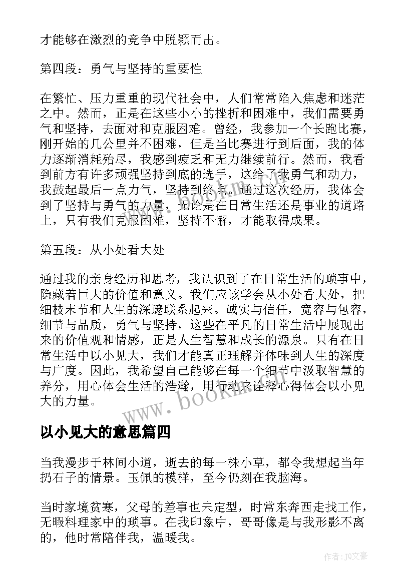 以小见大的意思 心得体会以小见大(汇总6篇)