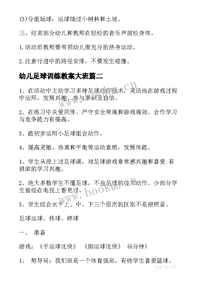 最新幼儿足球训练教案大班 幼儿园足球训练教案(精选5篇)