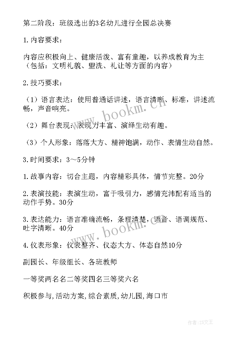 2023年幼儿园讲故事活动方案(通用6篇)