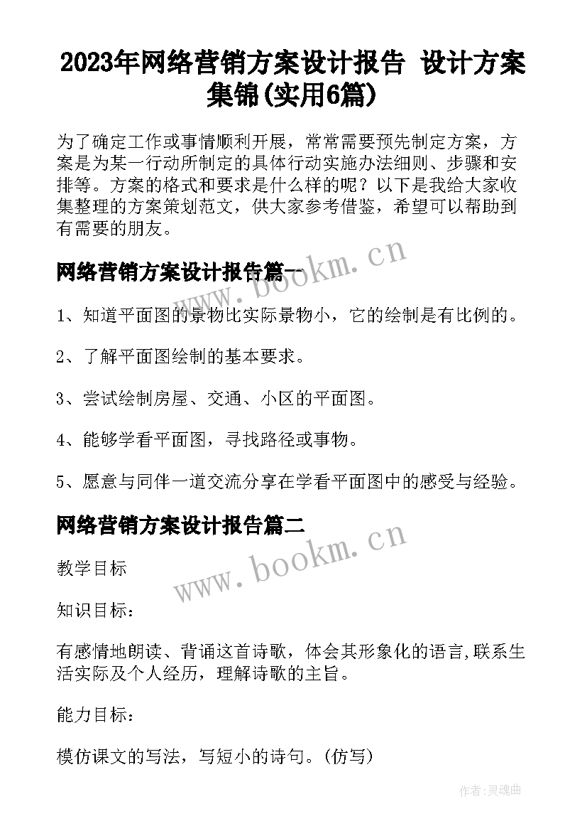 2023年网络营销方案设计报告 设计方案集锦(实用6篇)