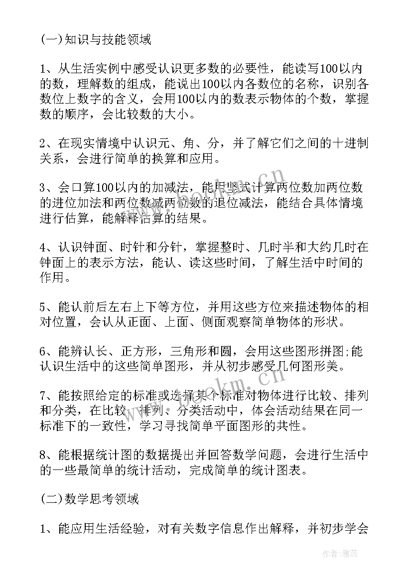 2023年冀教版一年级数学学期教学计划 苏教版小学一年级数学教学计划(通用9篇)