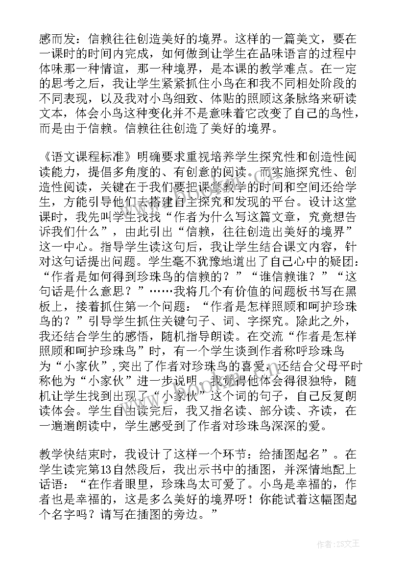 珍珠鸟教学反思成功之处及不足之处改进措施(优质5篇)