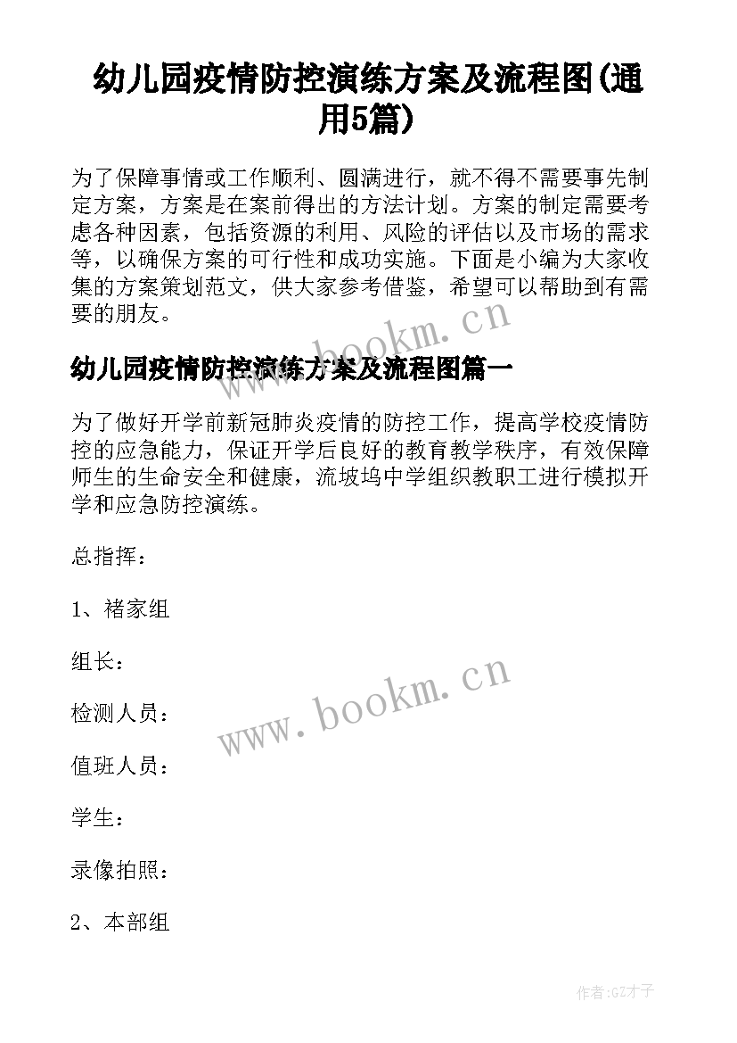 幼儿园疫情防控演练方案及流程图(通用5篇)