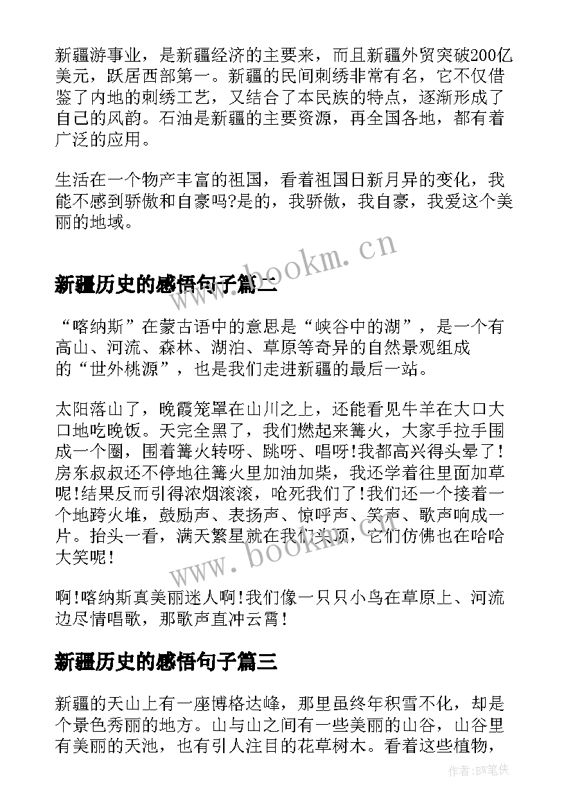 新疆历史的感悟句子 中国新疆之历史印记学生心得感悟(优秀5篇)