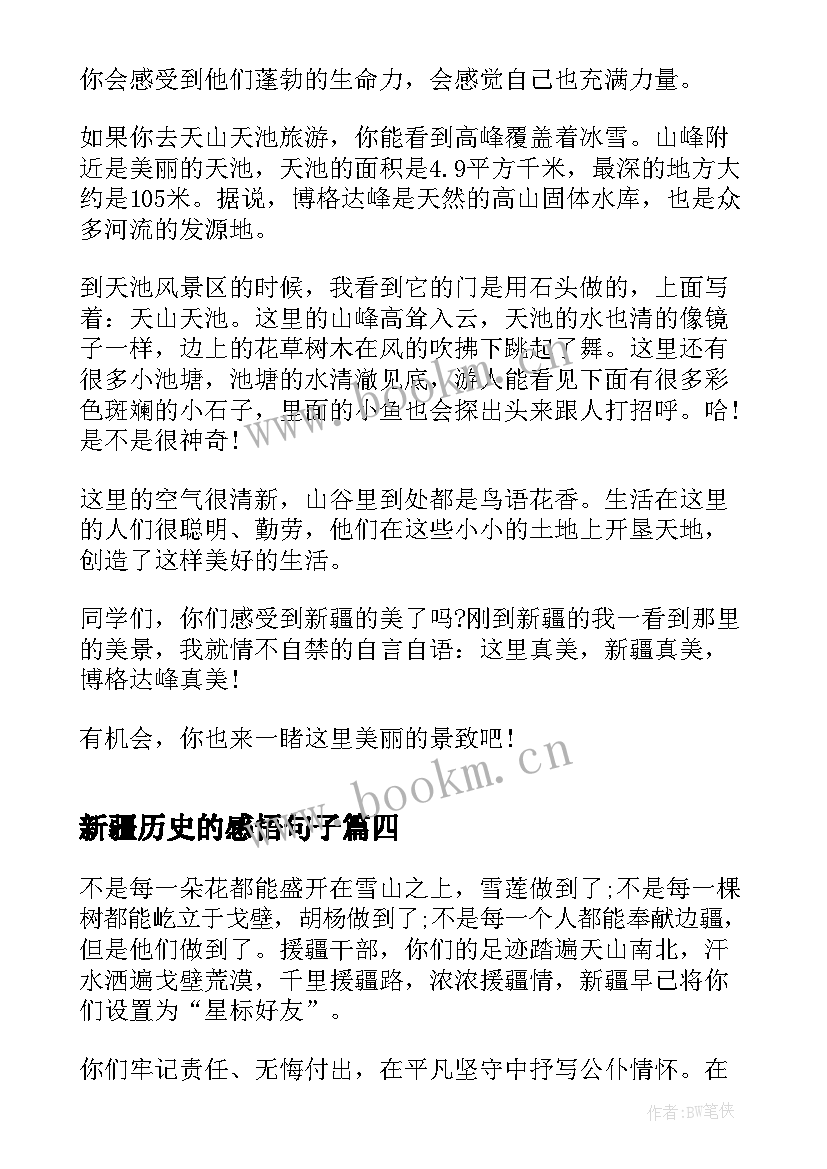 新疆历史的感悟句子 中国新疆之历史印记学生心得感悟(优秀5篇)