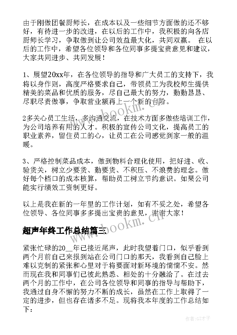 最新超声年终工作总结(精选7篇)