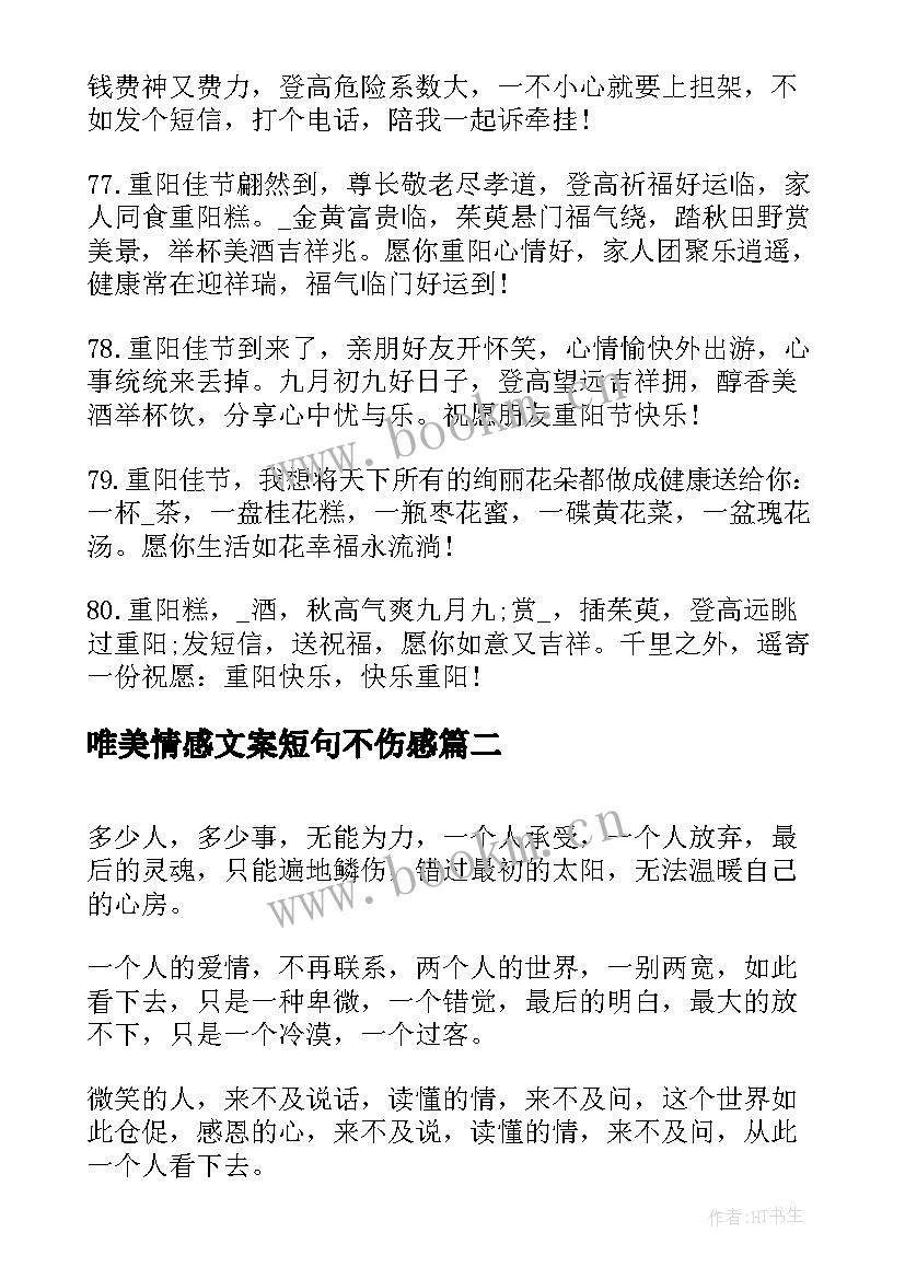 唯美情感文案短句不伤感(实用5篇)