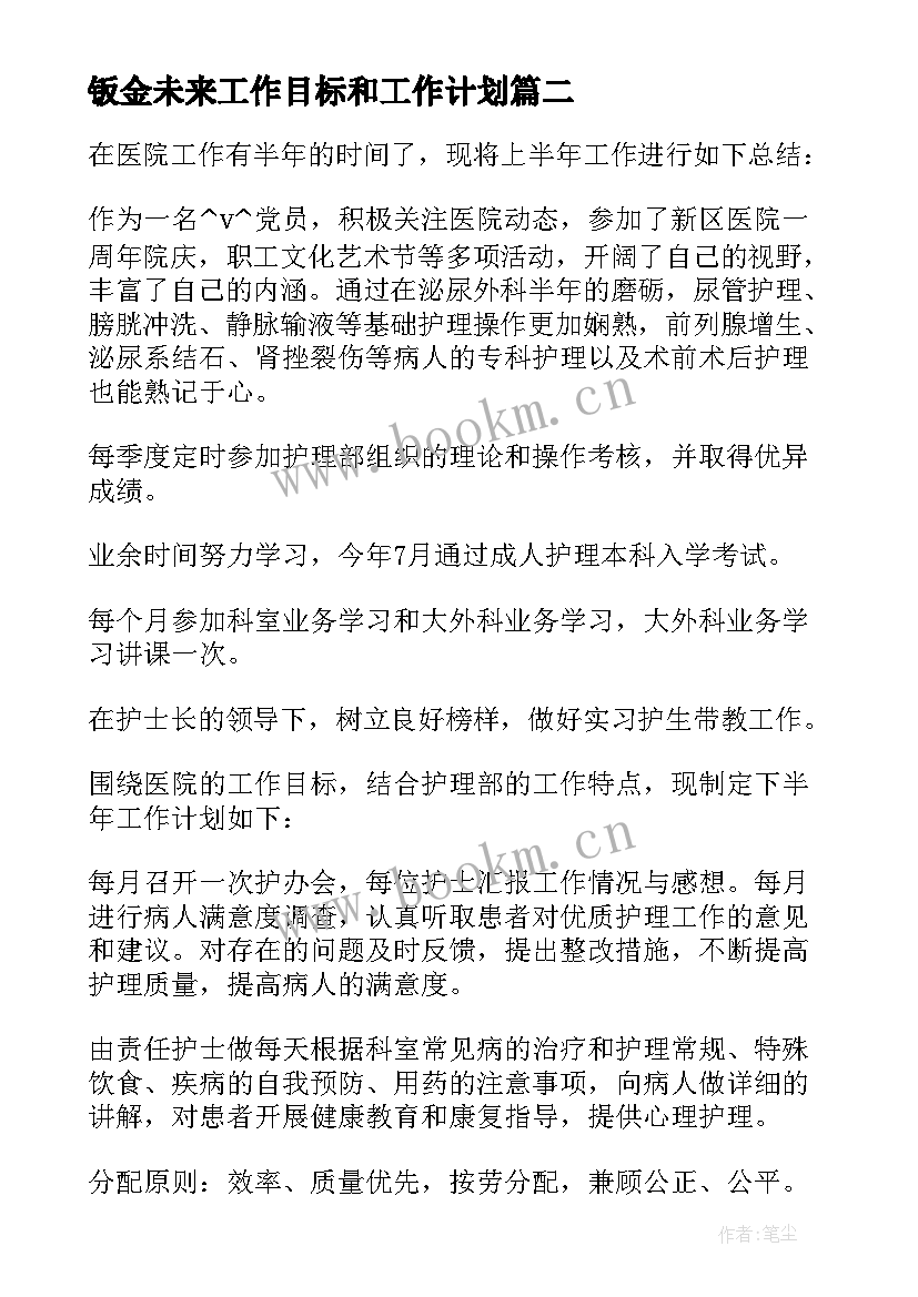 钣金未来工作目标和工作计划(模板5篇)