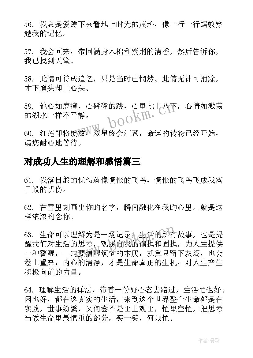 2023年对成功人生的理解和感悟(模板5篇)