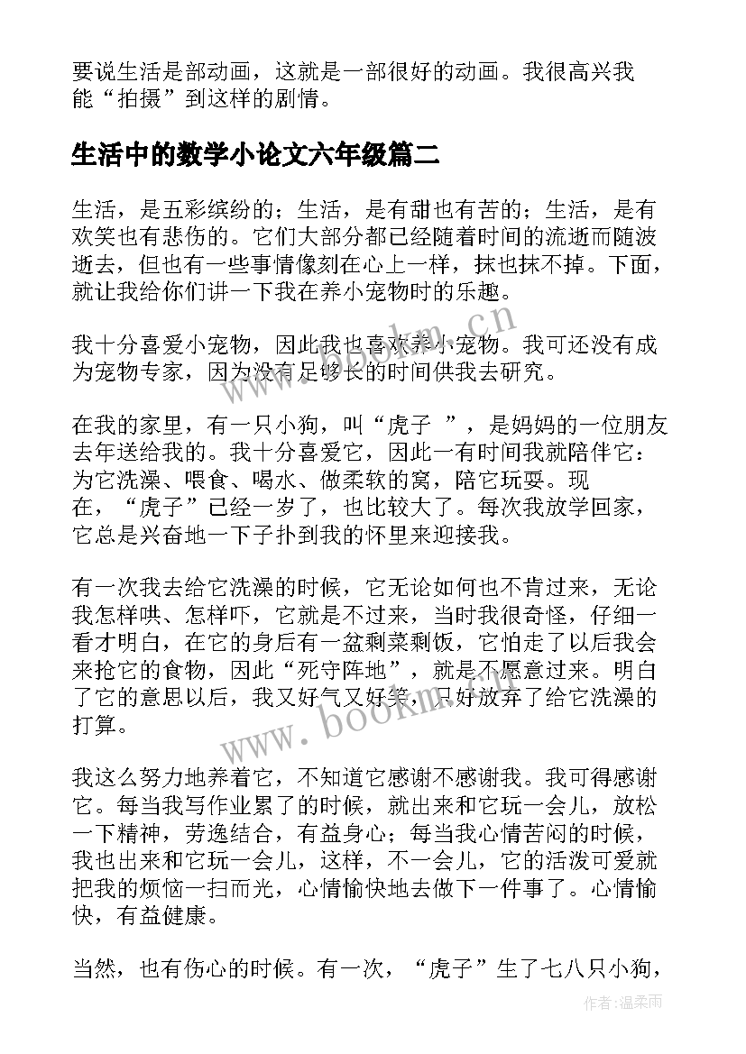 2023年生活中的数学小论文六年级(大全9篇)