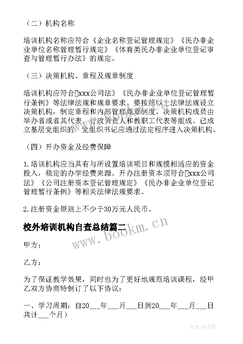 2023年校外培训机构自查总结(优秀5篇)