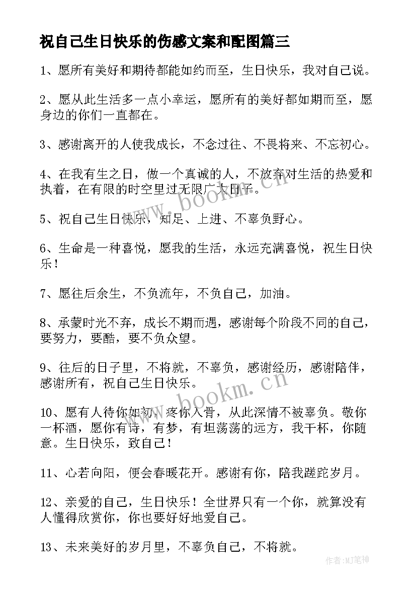 祝自己生日快乐的伤感文案和配图(优秀6篇)