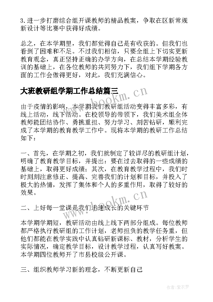 最新大班教研组学期工作总结 第二学期教研组工作总结(精选5篇)