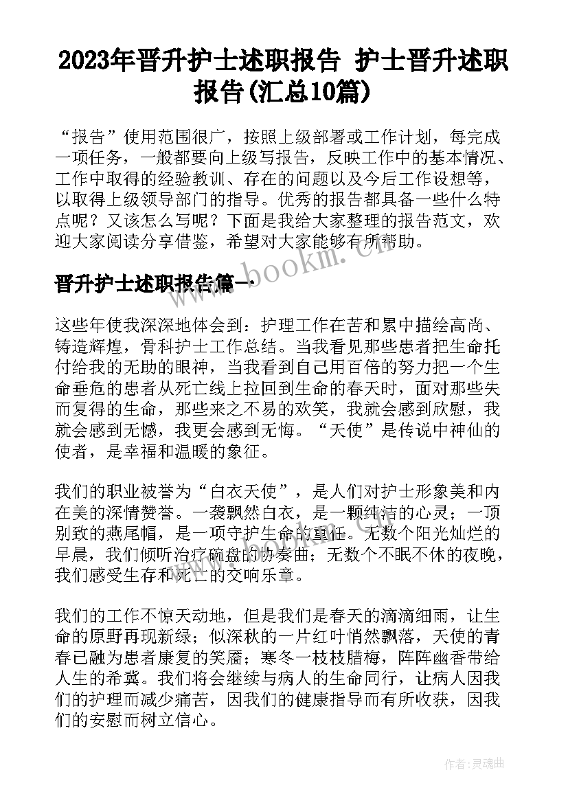 2023年晋升护士述职报告 护士晋升述职报告(汇总10篇)