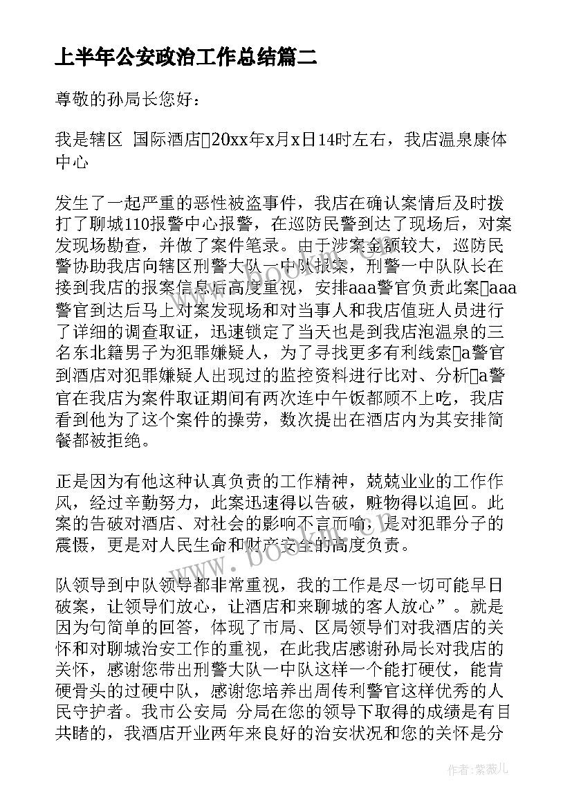 2023年上半年公安政治工作总结(优秀5篇)