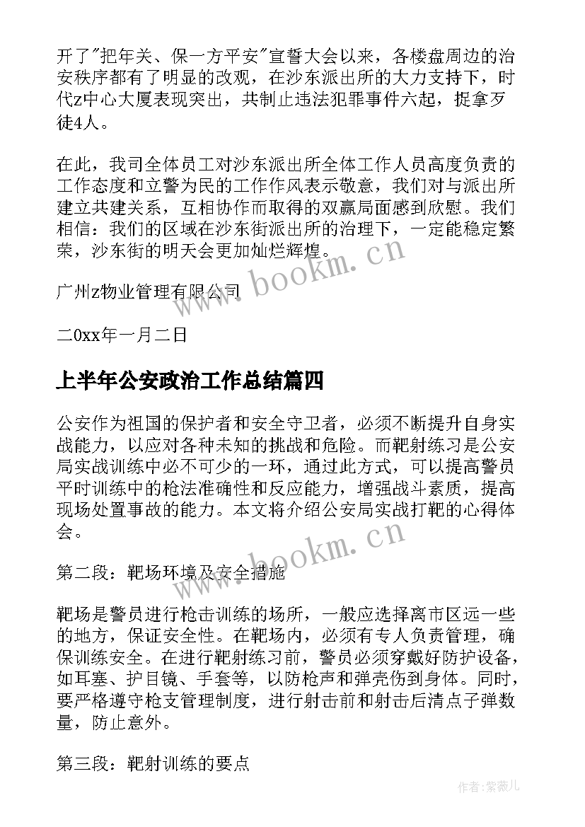 2023年上半年公安政治工作总结(优秀5篇)