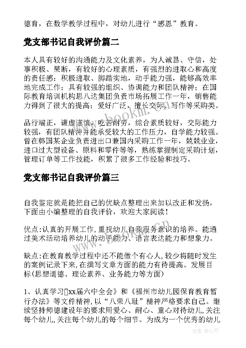 2023年党支部书记自我评价(通用5篇)