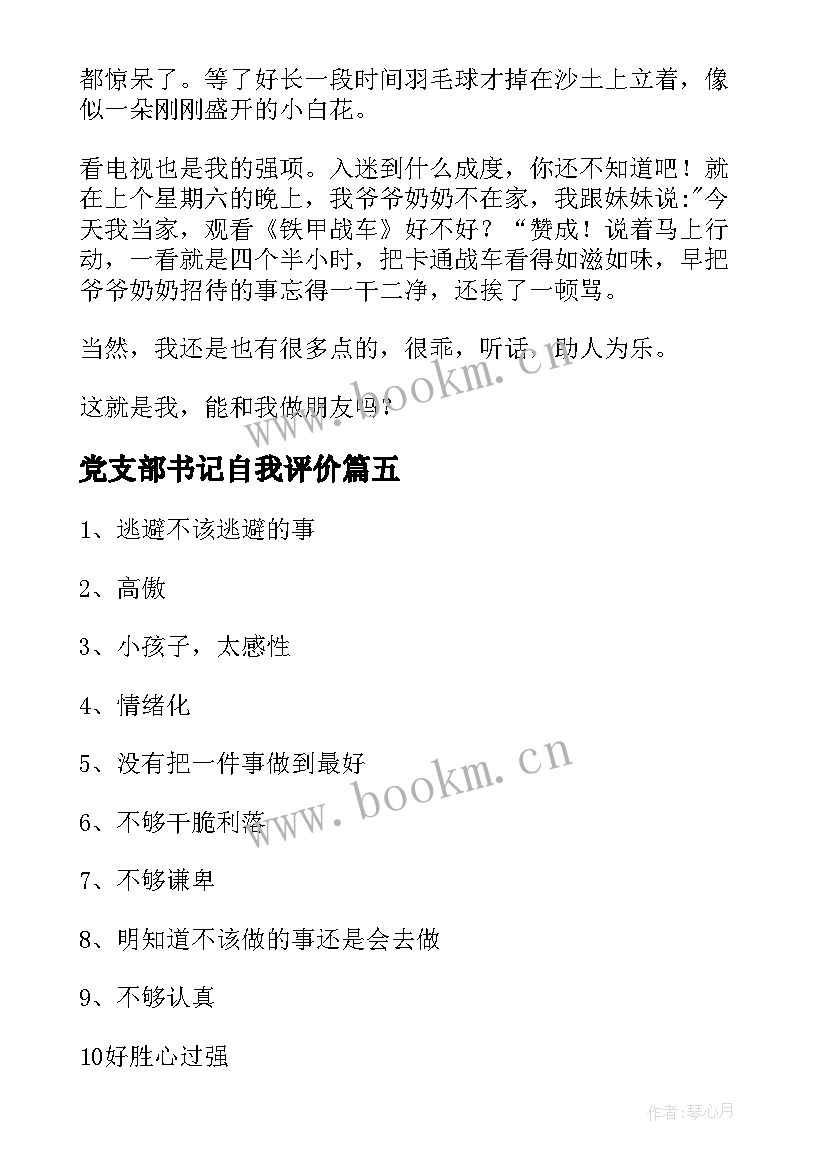 2023年党支部书记自我评价(通用5篇)