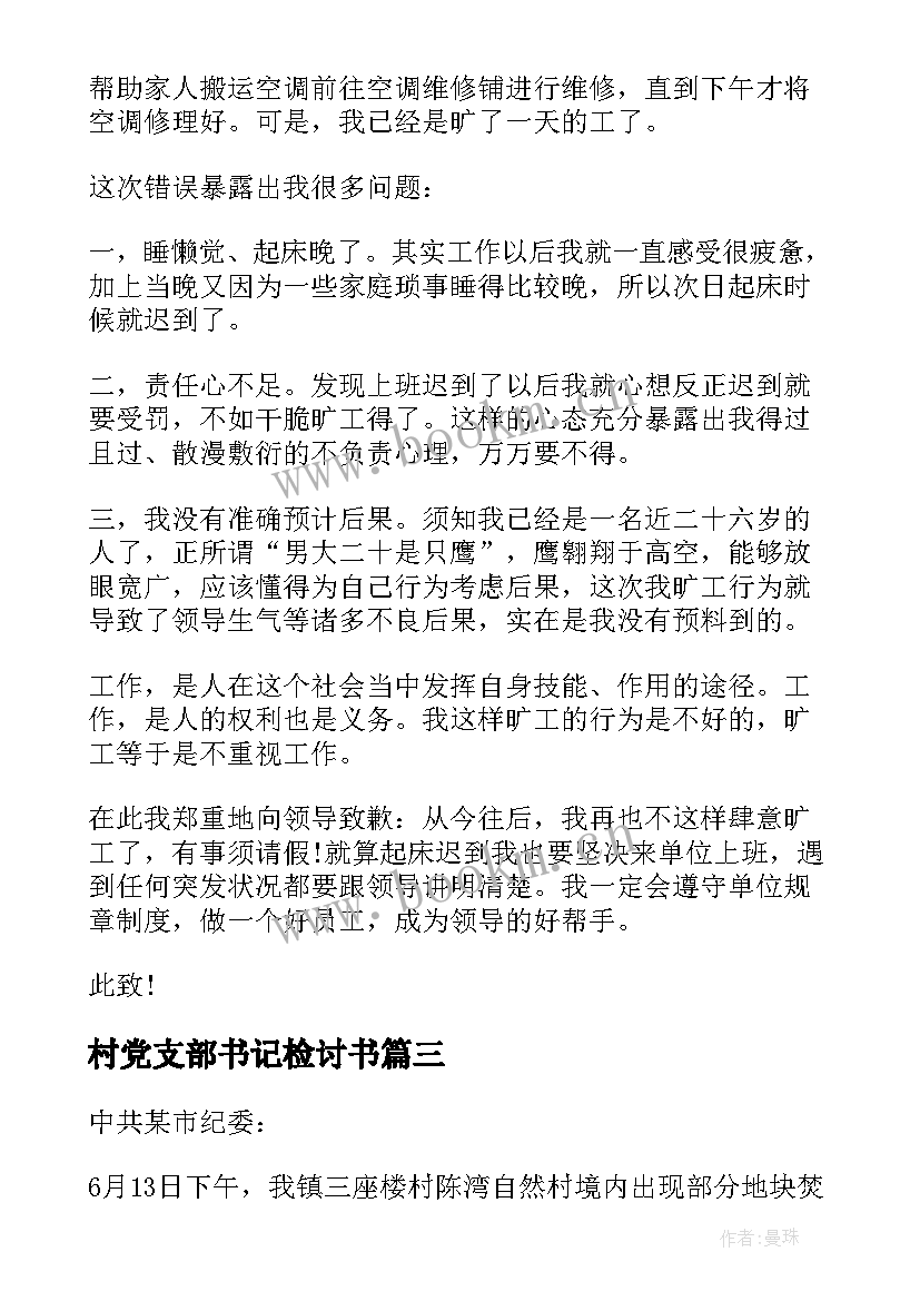 最新村党支部书记检讨书(优质5篇)