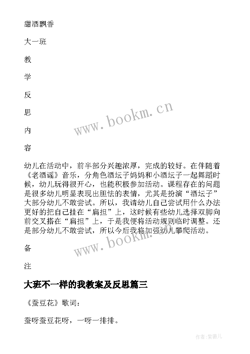 最新大班不一样的我教案及反思 大班教学反思(模板5篇)