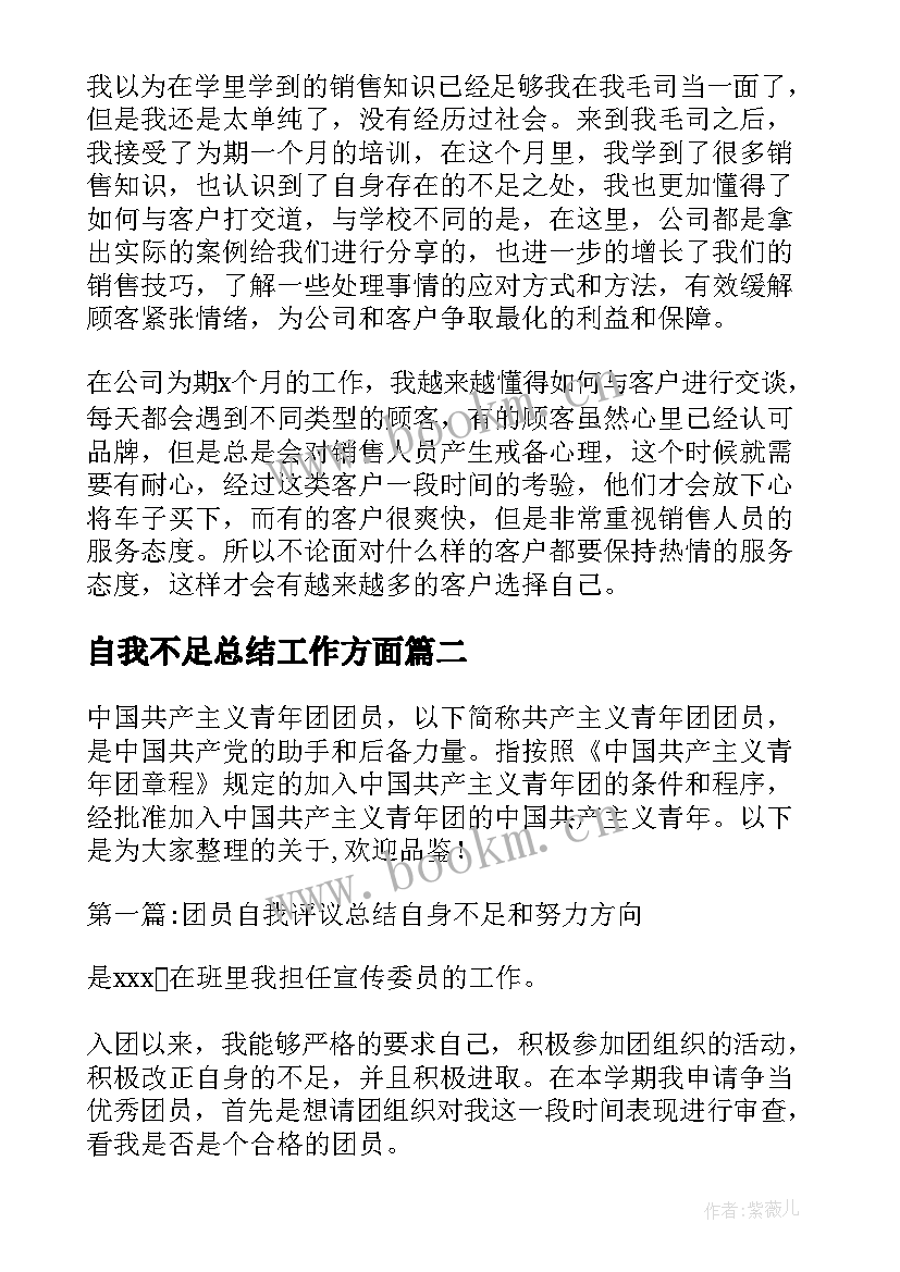 自我不足总结工作方面(实用5篇)