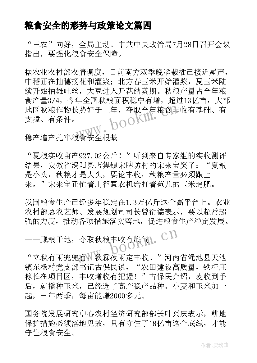 2023年粮食安全的形势与政策论文(模板6篇)