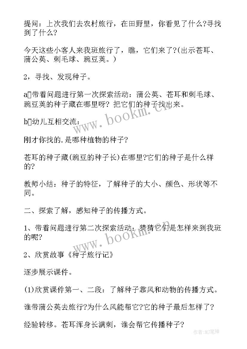 种子的萌发过程教学反思 大班科学活动教案及教学反思种子旅行记(大全5篇)