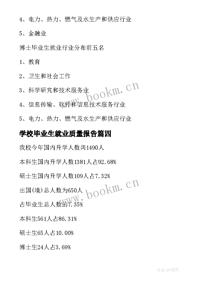 最新学校毕业生就业质量报告(精选5篇)